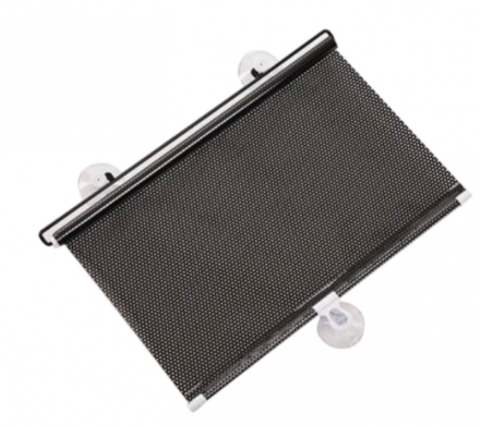 Parasolar auto cu ventuze retractabil NEGRU 58 cm x 125 cm